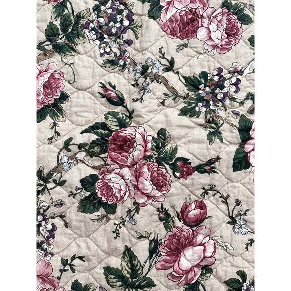 Pottery Barn Adelise Floral Cotton Linen Reversible Shams ~ Euro ~ Pair (2) - Picture 2 of 3